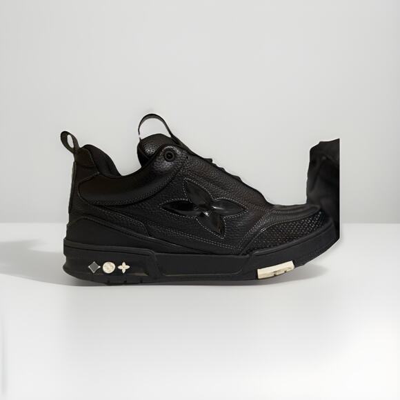 Louis Vuitton LV Trainer Sneakers Black Leather Size 10 Men’s Virgil Abloh - Picture 1 of 11